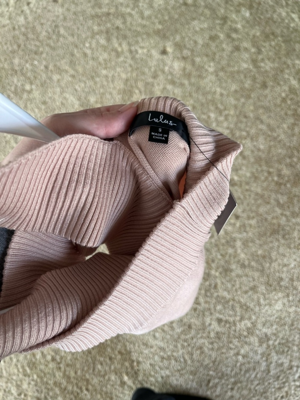 Lulu's Pale Pink Ribbed Halter Bodysuit - Picture 3 of 3